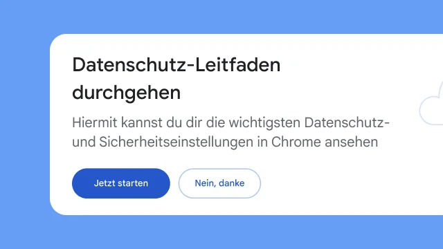 In einem isolierten Modul werden Nutzer gefragt, ob sie den Datenschutz-Leitfaden ansehen möchten.