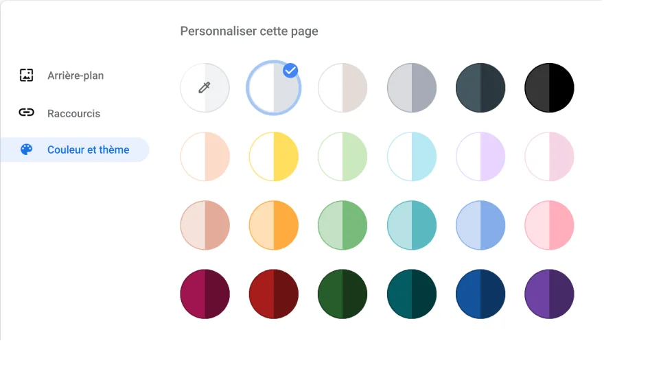 Fenêtre des paramètres du navigateur Chrome affichant la boîte de dialogue 